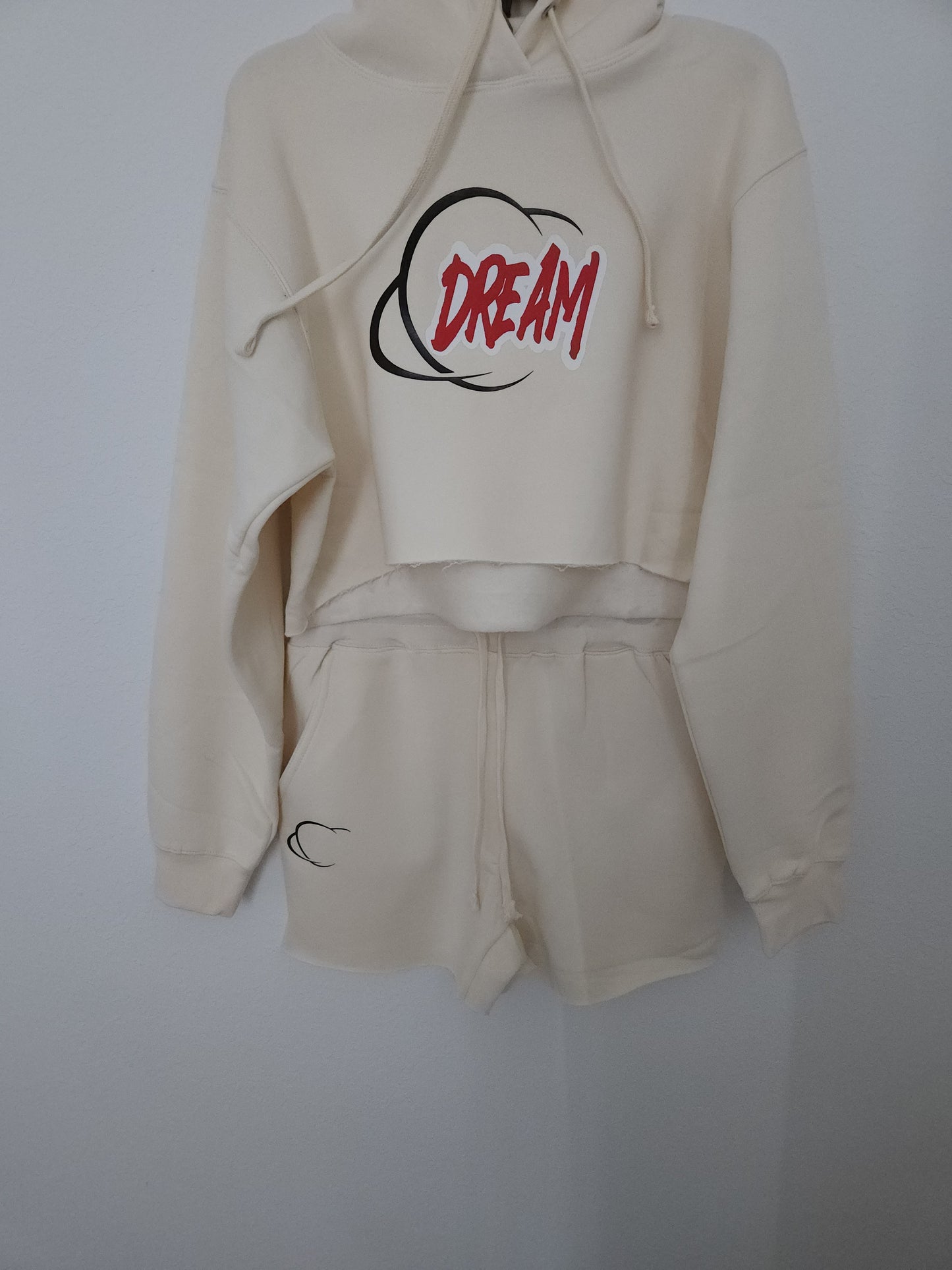 Dream Crop Top Fleece Short Set sand